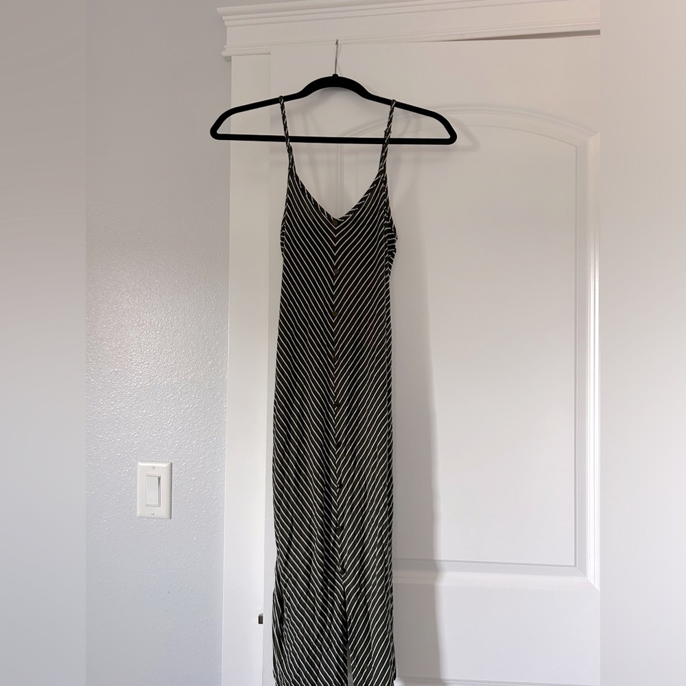 Chevron stripe dress, dark olive green